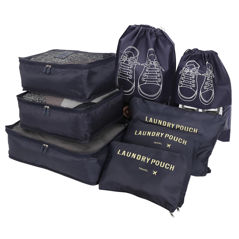 8/7/6 Pieces Set Travel Organizer Storage Bags Suitcase Packing Cubes Set Cases Portable Folding Luggage Clothes Shoe Tidy Pouch
