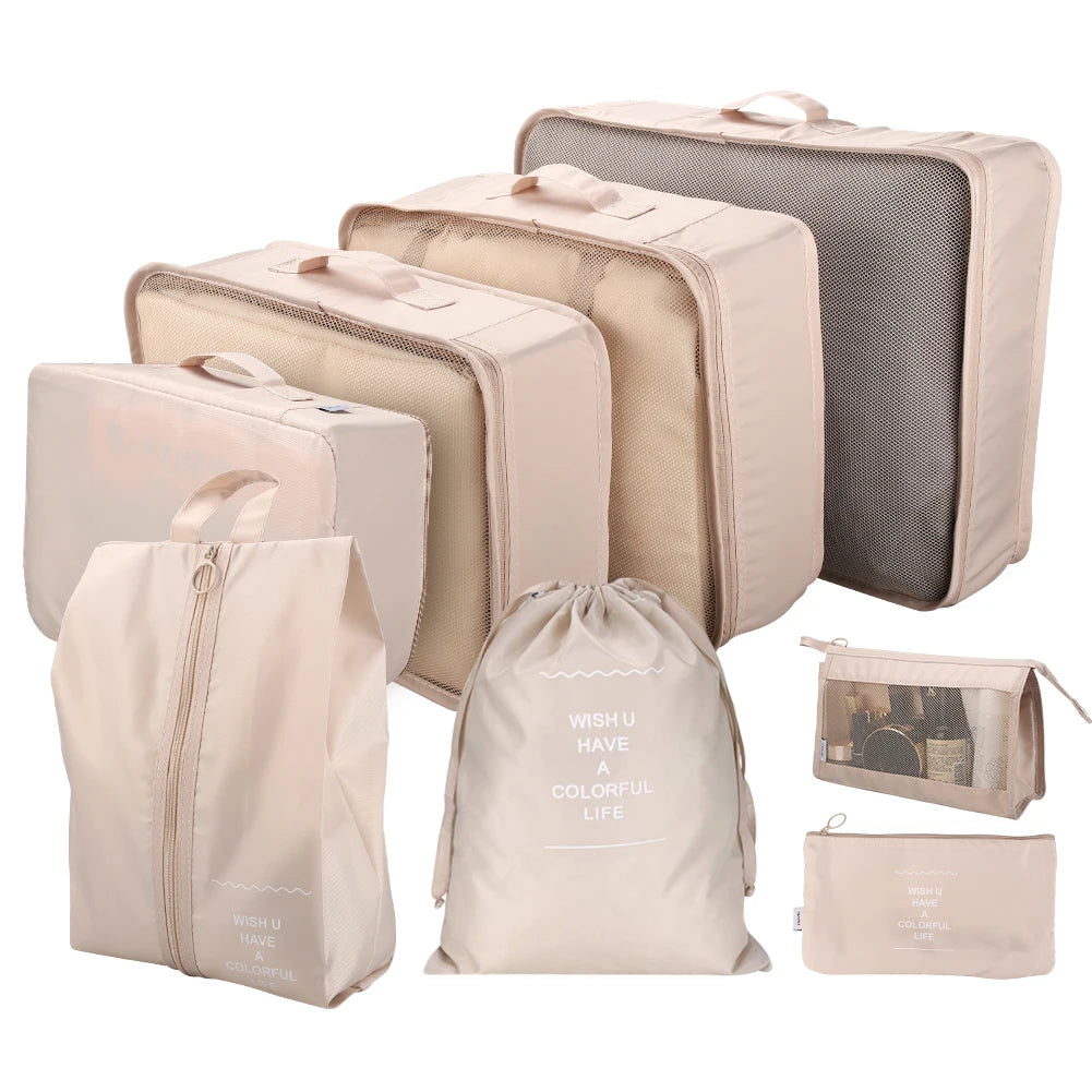 8/7/6 Pieces Set Travel Organizer Storage Bags Suitcase Packing Cubes Set Cases Portable Folding Luggage Clothes Shoe Tidy Pouch
