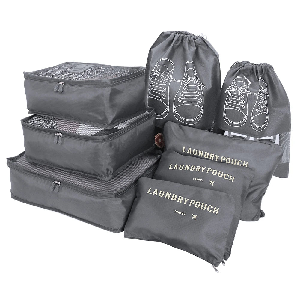 8/7/6 Pieces Set Travel Organizer Storage Bags Suitcase Packing Cubes Set Cases Portable Folding Luggage Clothes Shoe Tidy Pouch