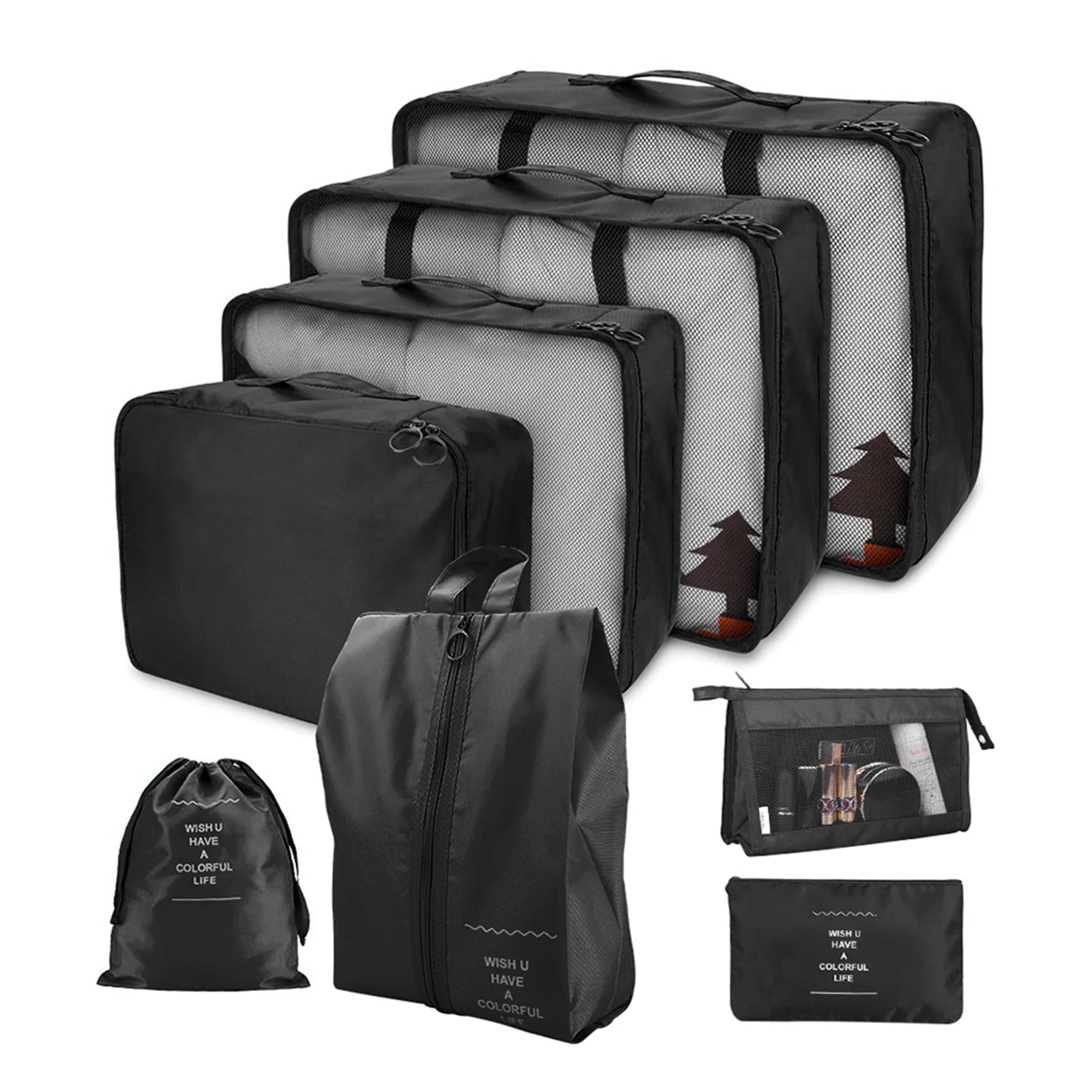 8/7/6 Pieces Set Travel Organizer Storage Bags Suitcase Packing Cubes Set Cases Portable Folding Luggage Clothes Shoe Tidy Pouch