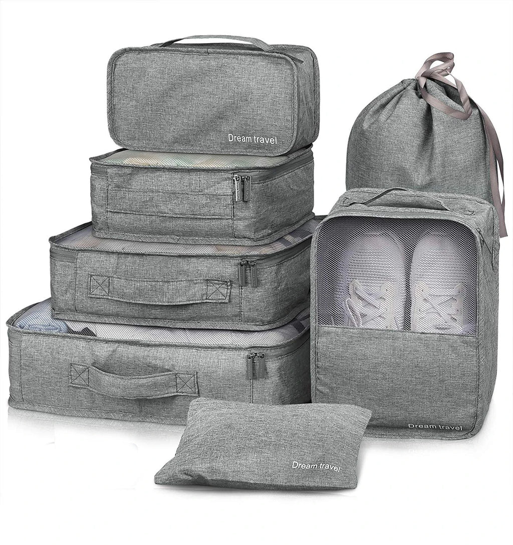 8/7/6 Pieces Set Travel Organizer Storage Bags Suitcase Packing Cubes Set Cases Portable Folding Luggage Clothes Shoe Tidy Pouch