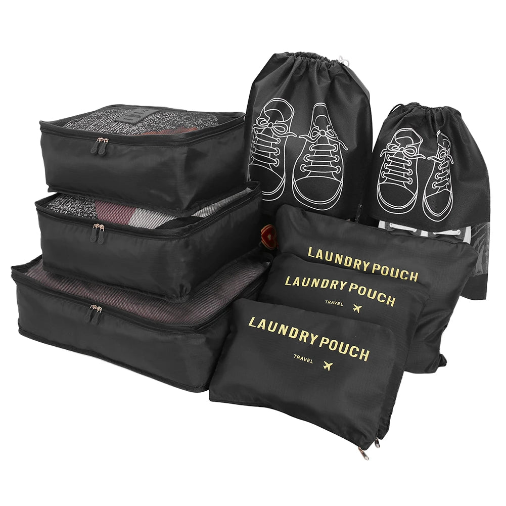 8/7/6 Pieces Set Travel Organizer Storage Bags Suitcase Packing Cubes Set Cases Portable Folding Luggage Clothes Shoe Tidy Pouch